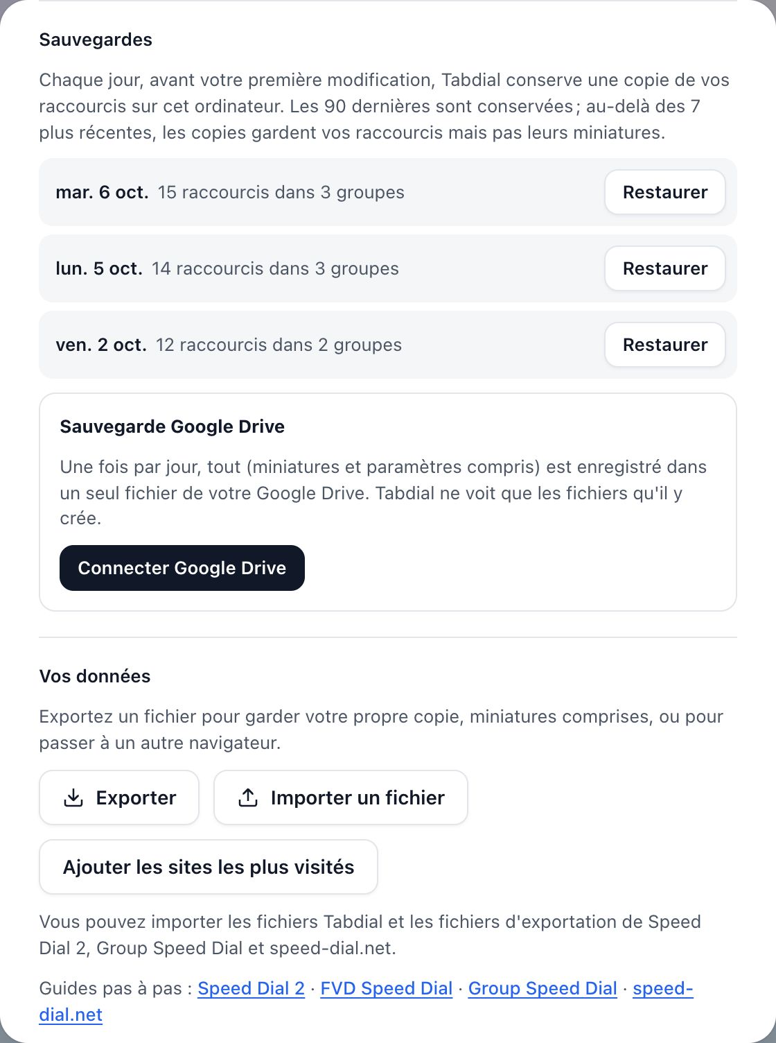 Sauvegardes après le déblocage : 90 copies sont conservées, et Sauvegarde Google Drive propose « Connecter Google Drive ».