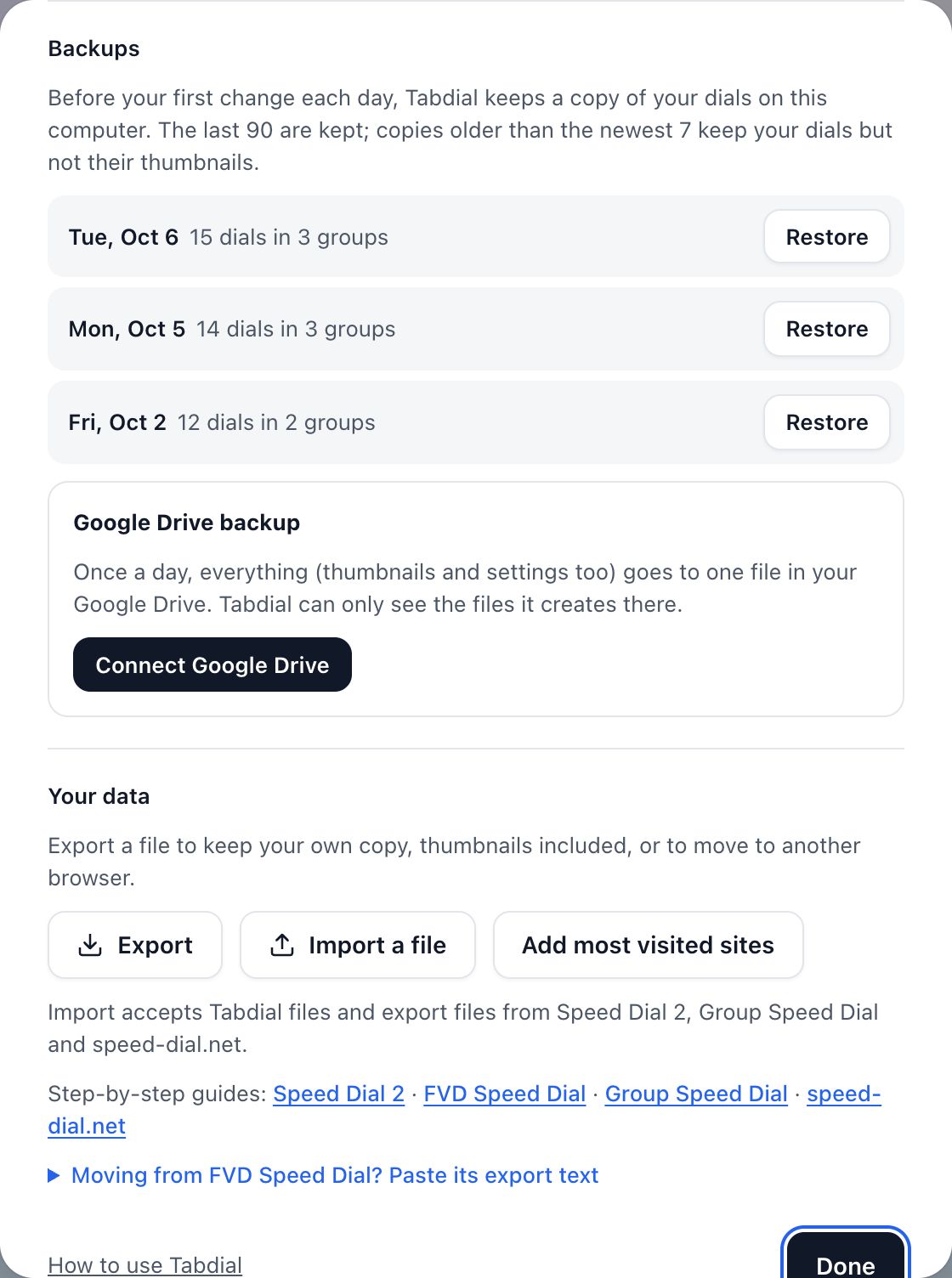 Backups after the unlock: 90 copies are kept, and Google Drive backup offers Connect Google Drive.